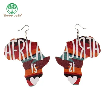 E220 Trgovina Na Veliko Prodaja Drvenih Afro Kartica Naušnice-Kapi Ženski Poklon