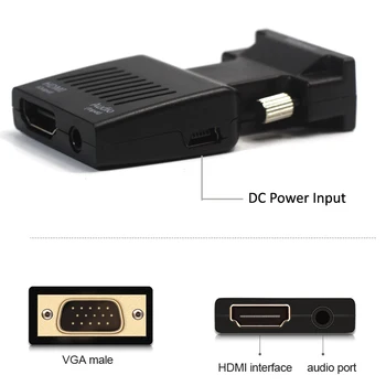 1080 P VGA u HDMI Adapter je Pretvarač s Audio mini HD 1080 P M k F VGA2HDMI AV Video Kabel za PC Laptop TV Kutija, Projektor