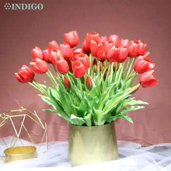Božićni Buket od Crvenih Tulipana (3 Cvijeta+2 Pupoljak) Ova Silikonska Calla na Dodir Kvalitetan Ukras Kuće Umjetni Cvijet - INDIGO