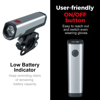 Link 300 Lumena USB Punjiva LED Biciklistička fenjer Ultra-kompaktan sa anti-glare-Indikator niske potrošnje energije-Pogodan za SVE bicikala