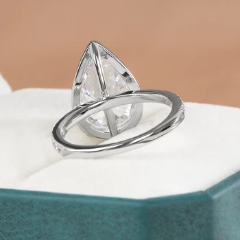GICA GEMA Bijeli dijamant angažman Prstenovi Za žene 925 sterling Silver Kap Vode 14*9 mm Jubilej Vjenčanje Fin nakit Ženske pokloni