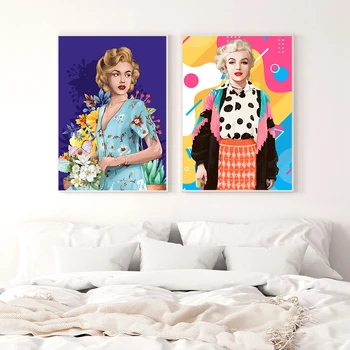 Marilyn Monroe Zidni paneli za dnevni boravak Modni portret filmske zvijezde Plakat i tisak Zidnih umjetnost Platnu Slikarstvo Kućni Dekor