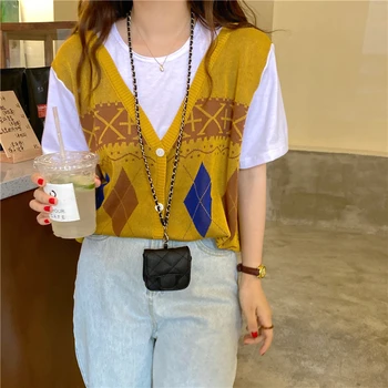 Košulja, šivana od lažnih свитеров od dva dijela s kratkim rukavima, Ženska Ljetna Nova korejska verzija, Besplatno i tanak Casual top