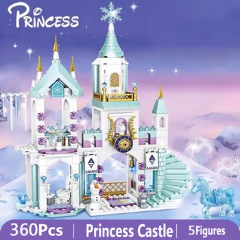 Dječji Dvorac Ledena Princeza Gradivni Blokovi 360 kom. Dječje igralište Kuća Prijatelja s figurice, Igračke za djevojčice
