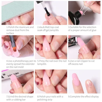 15 ml Gel za izgradnju noktiju Akril Bijeli Prozirni Gel za brzu izgradnju noktiju za izgradnju noktiju Savjeti u obliku Noktiju Alati za nail Art za nokte