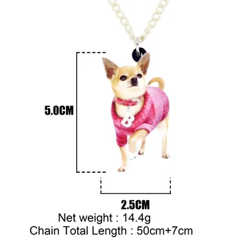 Бонсни Izjava Akril Pink Chihuahua Pas Ogrlicu Privjesak Lanac Ogrlica Slatka Crtani Životinja Nakit Za žene i mlade djevojke Poklon