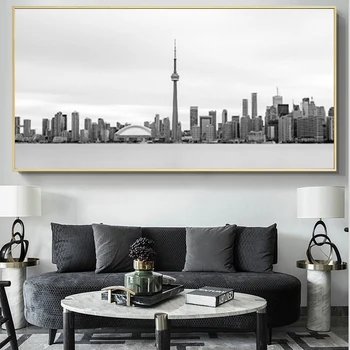 Crno-bijeli Horizont Toronto Vintage Plakati i grafike Urbani Krajolik Platnu Slikarstvo Zid Umjetnost Slika Cuadros Kućni Dekor