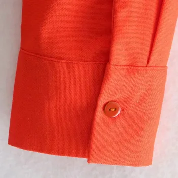 TRAF 2021 Narančasta ženske košulje Proljeće i Jesen Košulja dugih rukava Ženska monotono gumb Elegantne bluze Slobodna ženska odjeća