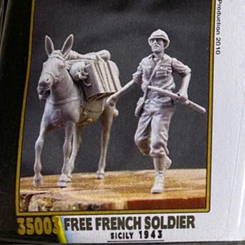 1/35 Modela od smole figurica Vojnika GK Slobodan francuski vojnik s мулом Vojna tema u rastavljenih i неокрашенном paketu