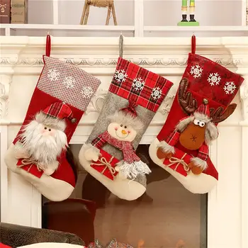 Božićni Čarapa Privjesak Soft Čarapa Bombona Grickalice Viseći Poklon Paket College Božićni Ukras Obiteljski Kamin Drvo Na Otvorenom