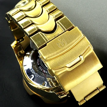 54 mm Veliki brojčanik Zlato Muški sat od nehrđajućeg čelika Višenamjenski Kvarcni sat s automatskim kalendar datuma AAA Sat Relógio masculino