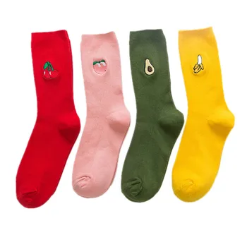 Candy Boja Ženske Šarene Ružičasto Crvene Zelene i Žute Čarape 1 Par Ženske Čarape Za djevojčice Voćni Čarape Jabuka, Banana Trešnja Čarape na Veliko