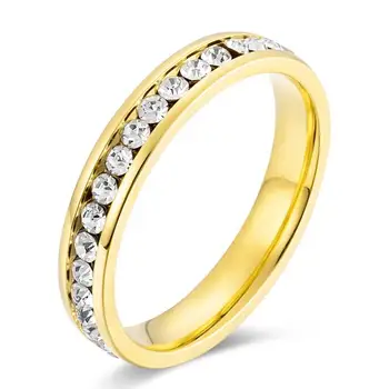 AsJerlya Puni Cirkon Prsten Od Nehrđajućeg Čelika Par Zaručnički Prsten Za Žene Princeza Vjenčanje Srebrno-Zlatni Vjenčano Prstenje Nakit