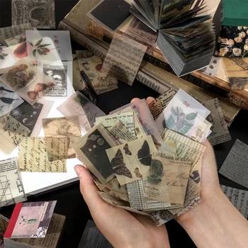 366 Uds Vintage historia Kraft papel recortes pegatinas/tarjeta/planta de Proyecto de diario de LOMO tarjetas