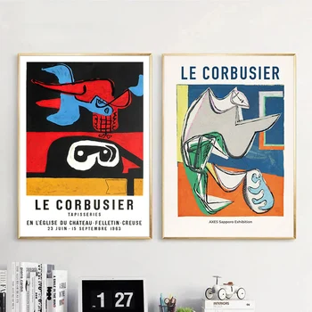 Le Corbusier Apstraktne Izložba Plakata i grafika Zid umjetnost Linije Lica Slika na Platnu Slikanje za Dom Dekor sobe