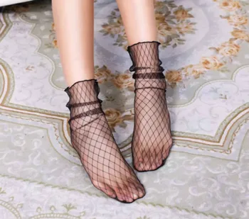 Ljetni seksi Retro držači cvjetni ženske mrežaste čarape za djevojčice Elastične trendy ženske soft kratke čarape, Ženske kristalno ultra tanke svilene čarape