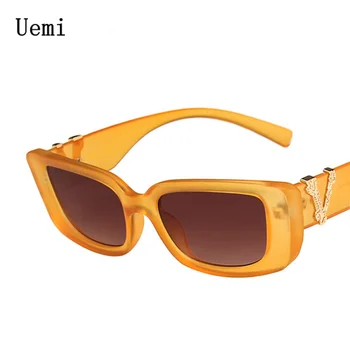 Novi Retro Ženske Trg Sunčane naočale za žene i muškarce u mali luksuzni okvir Korporativnog dizajna Žute boje s V Sunčanim naočalama UV400