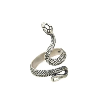 HelloLook Prsten od 925 sterling srebra sa zmijom za muškarce i žene Gotički prsten sa змеиным prstom Hip-hop Punk Nakit Podesivo Otvoreni prsten
