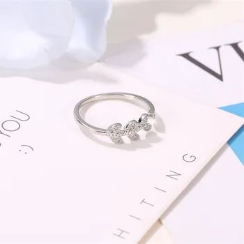 Jednostavan list циркона otvoreno bakra prsten podesiv zaručnički prsten luksuzni nakit prstenje za žene