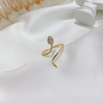 2021 Novi Dizajn Cirkon Zmija Oblik Otvoreno donje Prsten Moda Pretjerivanje Nakit Luksuzni Vjenčanja Neobično prstenje za djevojčice