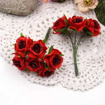 6 kom. od 3 cm Svilene Ruže ručni rad Umjetno cvijeće za zurke, Svadbe, Dekoracije za kućnu kutije DIY Vjenčanje Ruža, gornji dio ženske odjeće, Гирлянда, Pribor