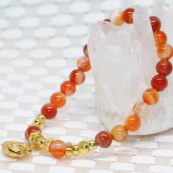 Starinski stil prirodni dragi kamen ahat gvaš karneol oniks narukvice 6 mm okrugle perle, narukvice nakit 7,5 inča B1918