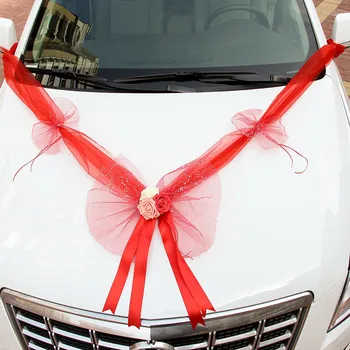 4-color dodatni luk za vjenčanje automobila 360 cm krep Tila lukom od pjene ruža (ljubičasta,plava,crvena,roza) set za ukrašavanje svadbene automobila