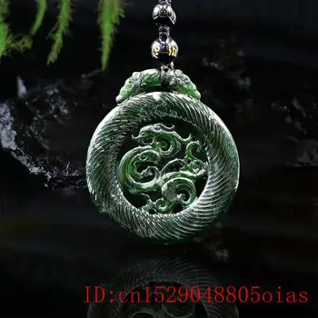 Žad Phoenix Privjesak Ogrlica Šarm Prirodni Kineski Amulet Moda Crna Zelena Darove Nakit Urezana