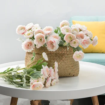 2021 lijepa umjetna Engleska Ранункулус Azijski ružičaste svile cvijeće flores za ukras kuće površine 3 glave lažni cvijet