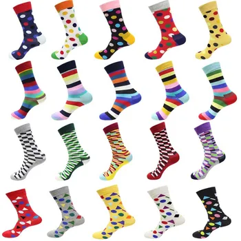 1 Par Muških Božićnih čarapa Proljeće Ljeto Jesen Kvalitetne Čarape za skateboard Gospodo šarene točke Sretan duge čarape