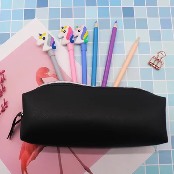 Crna kutija za olovke od umjetne kože Školske pakiranje za djevojčice Velika torba za olovke Školski pribor Torba za spremanje pribora Kutija za olovke