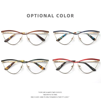 Anti-Plavo Svjetlo Okvira za naočale Ženske Recept Optički metalne naočale Rimless za naočale, Trendy sunčane naočale za mačji očiju Ženske 2022