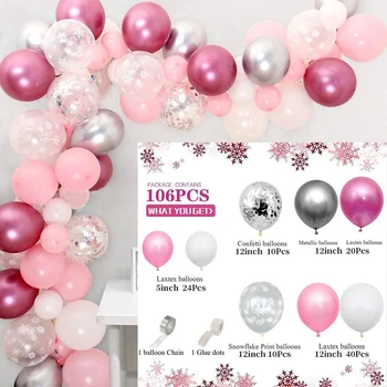 106 kom. Božićni balon Kombinacija Božićno snježne pahuljice, Smrznuto tematske dekoracije od balona za stranke
