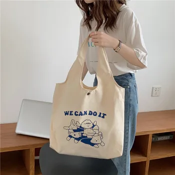 Ženska холщовая torba-тоут Moda Korejski Crtani denim Eko Torbe za kupovinu Velike ženske torbe na ramena za kupovinu Studentski torbe