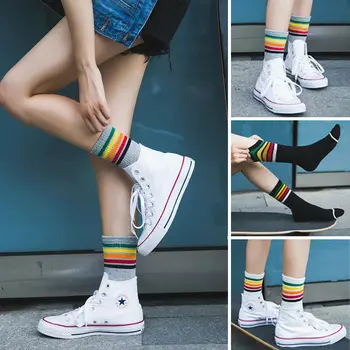 Novi Korejski Stil Žene I Djevojke Pamučnim Moda Sportske Čarape Na Pruge Чулочно-Носочные Proizvoda Svakodnevne Čarape