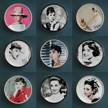 6 inča Audrey Hepburn boja dekorativne oslikani tanjur dnevni boravak kabinet rotirajući tanjur zidne keramičke ploče kreativni set tanjur