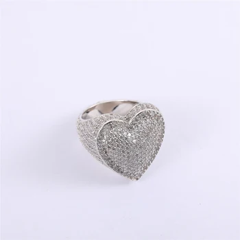 D&Z Novi prsten u obliku srca Kvalitetan bakra prsten s обледенелыми kamenjem od kubni cirkonij Hip-hop Moda Nežna nakit poklon Za muškarce i žene