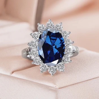 Cellacity dragi kamen je smaragd vintage prsten sa kamenom od ovalnog oblika 10*14 mm vjenčani dar na veliko veličina 6-10 srebrni nakit poklon