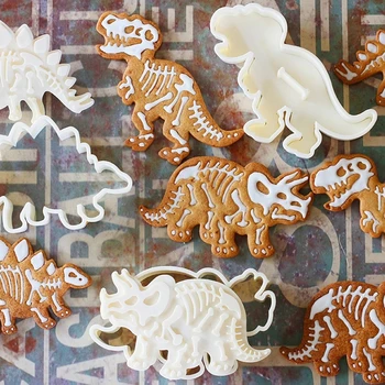 3pcs Dinosaur Keks u Kalup 3D Dinosaur Fosilnih Keks, Fondan Rezač Reljefni Kalup Za Dječju Tortu Za Rođendan Dekor Alati Za Pečenje