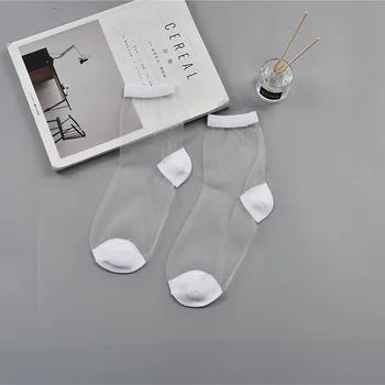 Seksi čipke, mrežaste svile delikatna čarape od vlakana Transparentan mek mek pređe za gležnjeva Tanke ženske cool čarape 1 par=2 kom. ws403