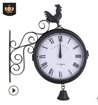 Španjolski antičke željeza ukrasni satovi i satovi su kreativnih obostrani zidni satovi gost salon retro elektronski sat
