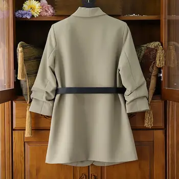 Plus Size Ženski kostim Blazer Haljina je Duga jakna Mrežaste haljine Komplet od dva dijela s pojasom Elegantan ženski zimski kaput, Haljina je Kit