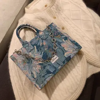 Ženska torba-Vintage Холщовая Trg lanac munje SOFT cvjetni torbe na rame Torbe i torbe preko ramena Luksuzna dizajnersku torbu