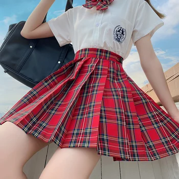 Ženske nabrane suknje Japanski školske uniforme s visokim strukom Seksi slatka mini suknja u kavez Godišnje uniformi JK Odjeća za studente 18 boja