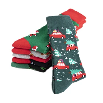 Gospodo Božićne blagdane pamučne čarape za posade Šareni Crtani Santa Dinosaur Jelen s po cijeloj površini Zabavne фестивальные čarape-cijev