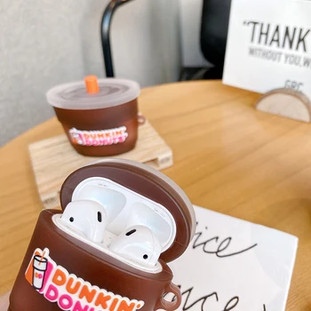 3D Brand Dunkin Donuts torbica za kavu piće za AirPods 1 2 3 pro Punjenje kutija Silikonska Bežične Bluetooth slušalice, Zaštitna navlaka