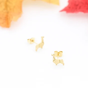 Origami od alpaka Male naušnice za žene Nakit sa životinjama od nehrđajućeg čelika Naušnice-roze od ružičastog zlata 2018 Букле d ' Ouray femme bff