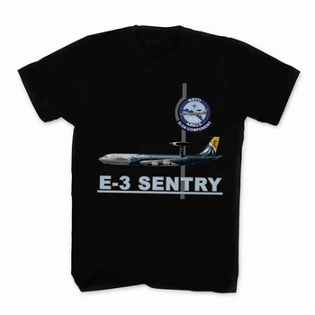Majica sa avionom ranog upozorenja E-3 Sentry Komponente sustava ДРЛО NATO-a. Ljetna Pamučna muška majica kratkih rukava i okruglog Izreza, Nova S-3XL