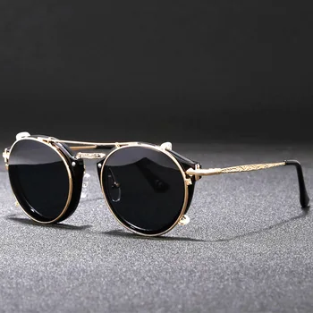 Klasične Gotičke Sunčane naočale u stilu Steampunk Brand-dizajner Visoke kvalitete Za muškarce i žene Klasicni Okrugle sunčane naočale u metalnom ivicom UV400 TYJ-70