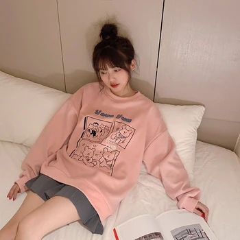 2 boje jesen zima 2021 Korejski stil Ženski veste s cartoonish po cijeloj površini gusta topla majica Ženski pulover (F4577)